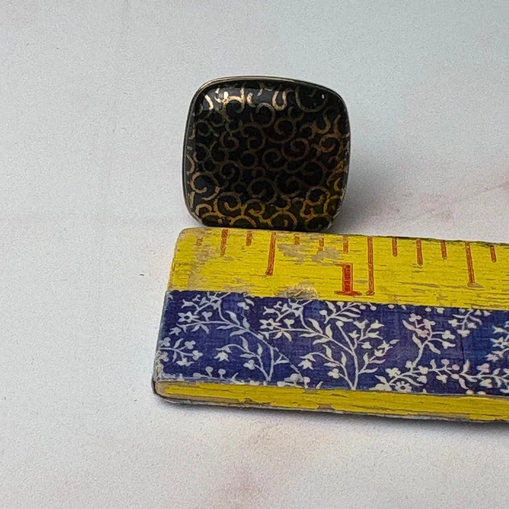 Vintage Evans Gold Black Enamel Scroll Cufflinks and Tie‎ Clip Set Mens Formal